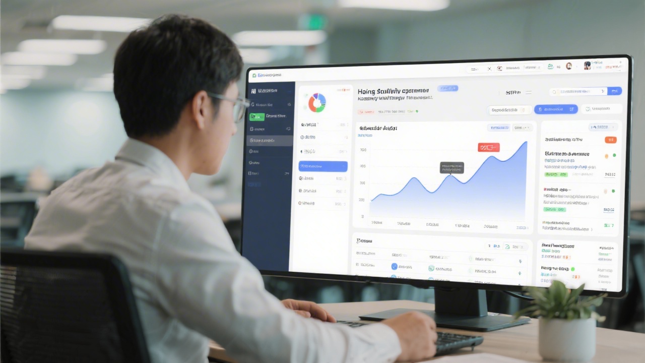 Business analyst reviewing keyword trend dashboards and SERP screenshots for Hong Kong, illustrating a practical case study environment in an academy.